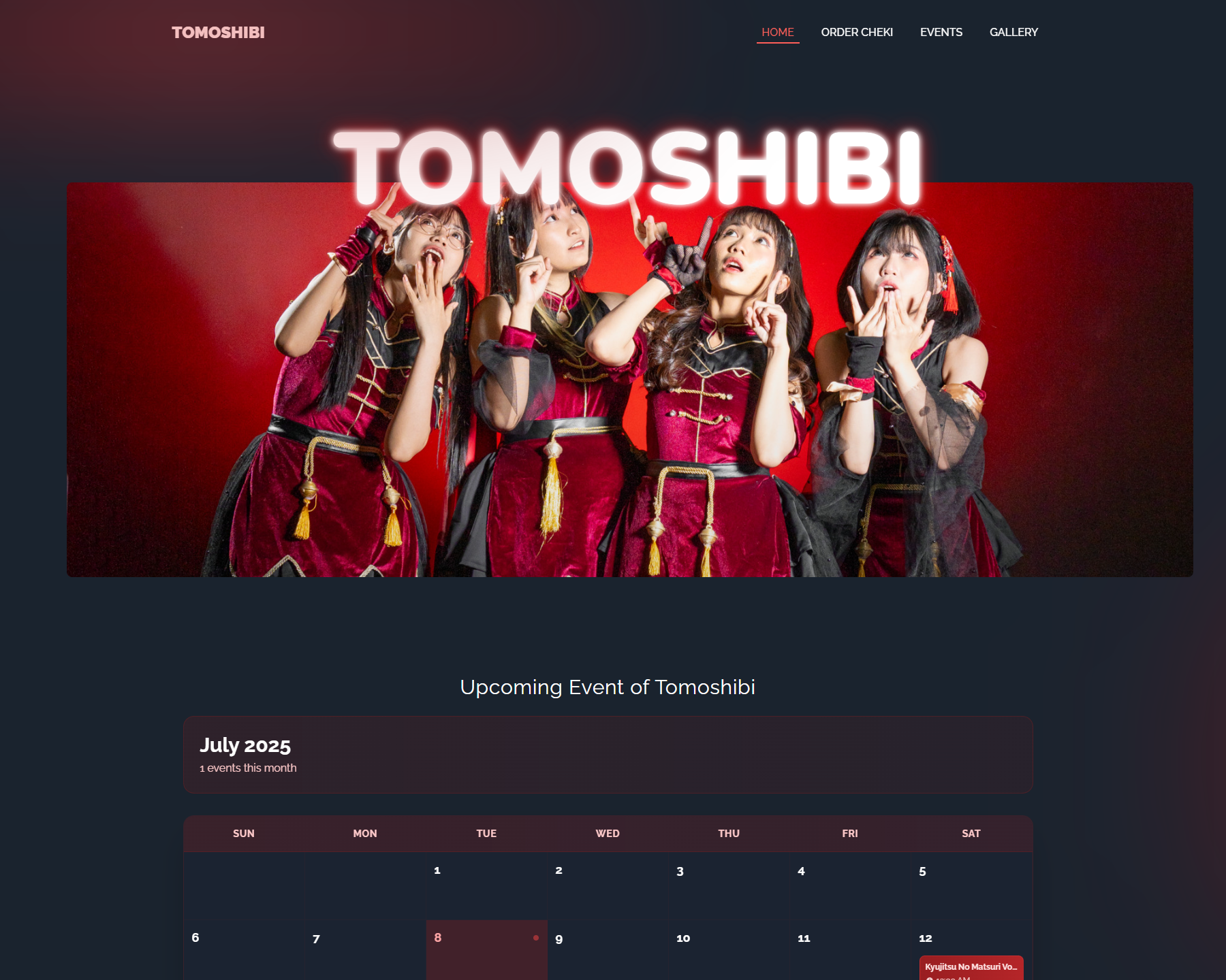 Tomoshibi - Web Idol Profile & Merch Order System